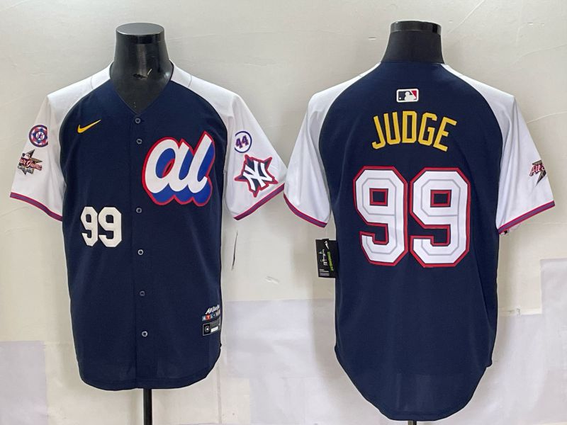 Men 2025 New York Yankees 99 Judge Drak Blue white All star Nike MLB Jersey style 57